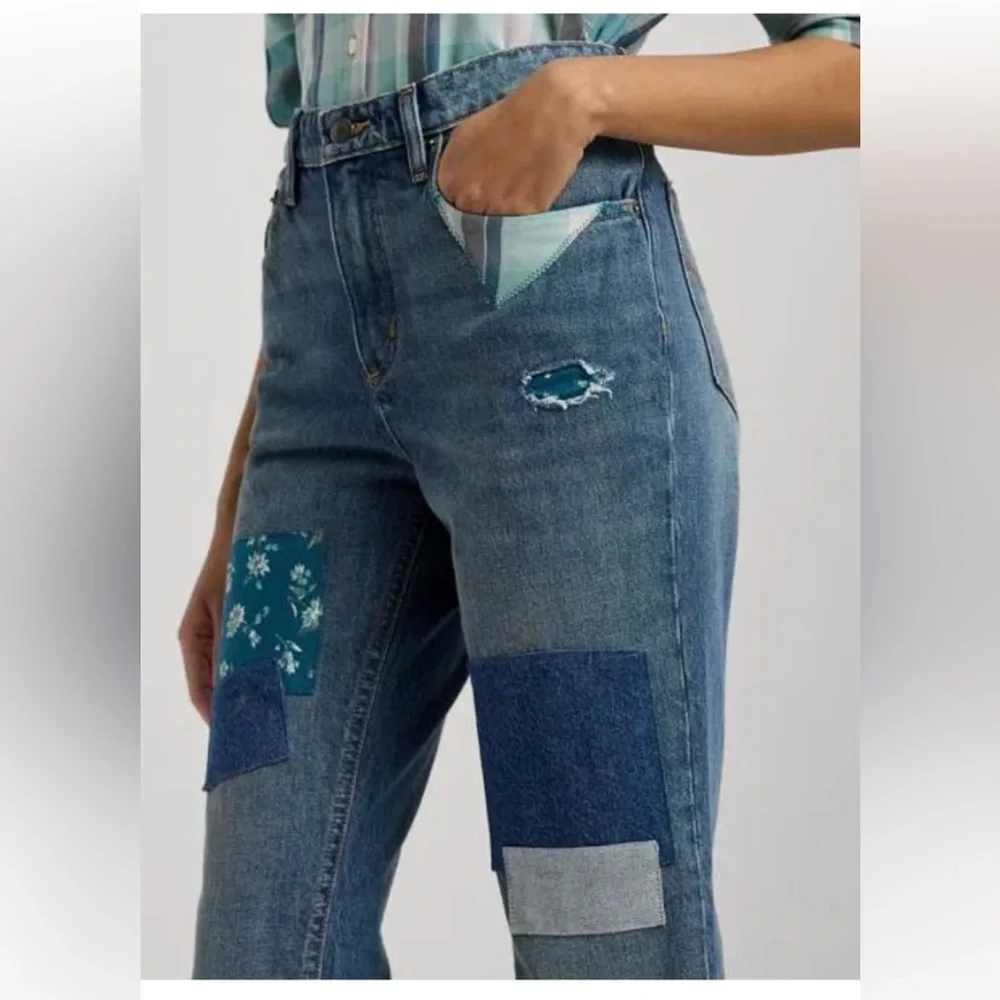 Lauren Ralph Lauren 100% Cotton Patchwork Boyfriend Jean Size 14